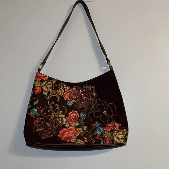 New Bueno purse, handbag. Brown with floral front - Picture 2 of 11